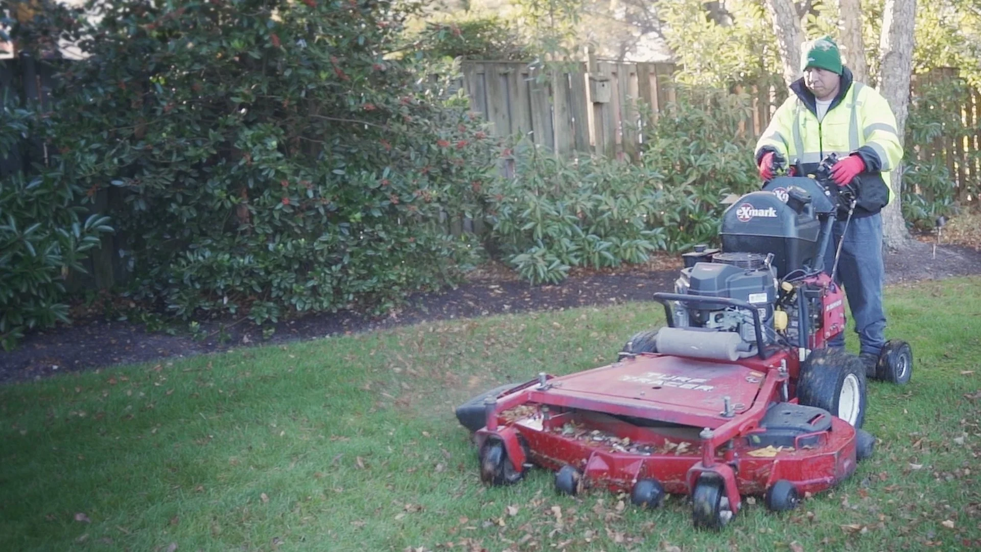 Executing lawn mowing services for customer in Alexandria, VA.